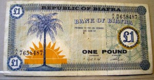 Front of Biafran one pound note.